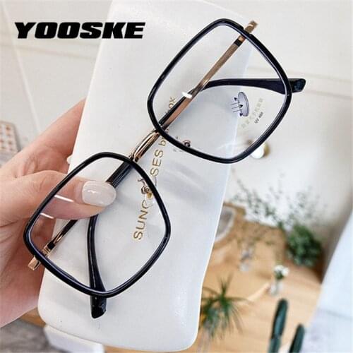 YOOSKE Anti Blue Light Glasses Frame Women Men TR90 Oversized Eyeglasses Womens Trendy Optical Myopia Frames