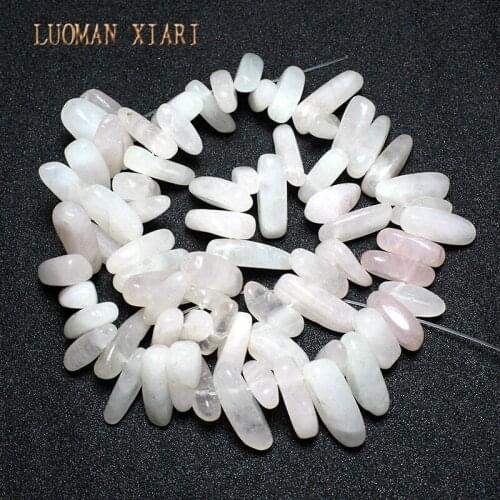 Wholesale 12-18 mm Stick Shape Rose Natural Quartz Stone Materials Gems Loose Beads Strand 15" For DIY Necklace Jewelry Making