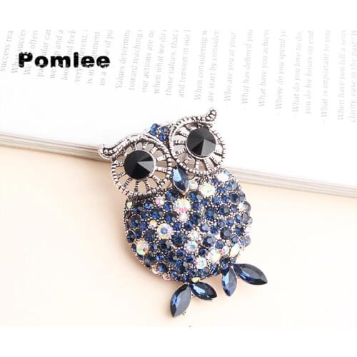 Pomlee Royal Blue Lovely Owl Brooches Porcupine Pin Kids Coat Bag Badges Fashion Jewelry Cute Animal Brooch Unisex Broches