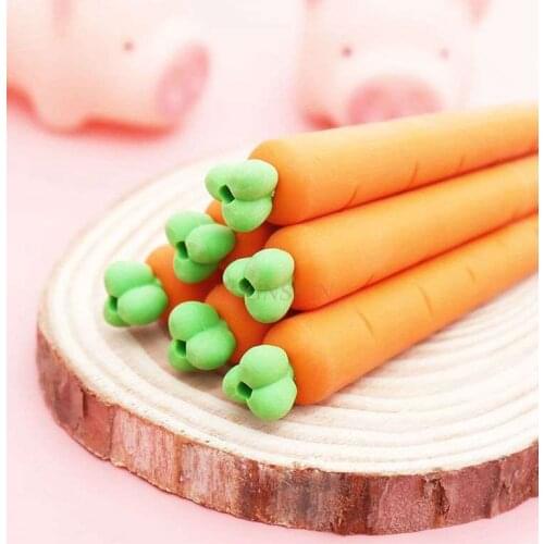 School supplies 3pcs Creative cute childrens pen-shaped carrot carrot eraser special stationery supplies