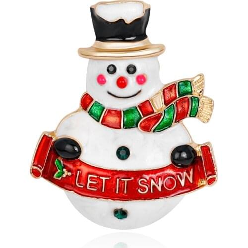 CINDY XIANG Cute Enamel Snowman Brooch Pin For Women Cartoon Creative Letter LET IT SNOW Jewelry Friends New Year Christmas Gift