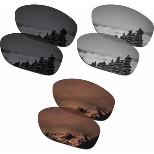 SmartVLT 3 Pairs Polarized Sunglasses Replacement Lenses for Oakley Pit Bull Stealth Black and Silver Titanium and Amber Brown