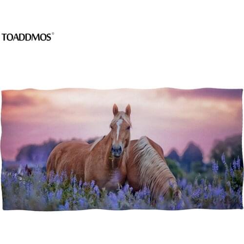 TOADDMOS Beautiful Horse Floral Print Bath Towel Quick Dry Towel for Kid Adult Soft Washcloth Facecloth Beach Towel toalla playa