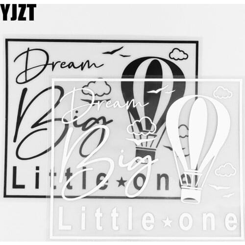 YJZT 15.1×12.5CM Dream Big Little One Hot Air Balloon Interesting Car Sticker Vinyl Decals Black / Silver 10A-0624