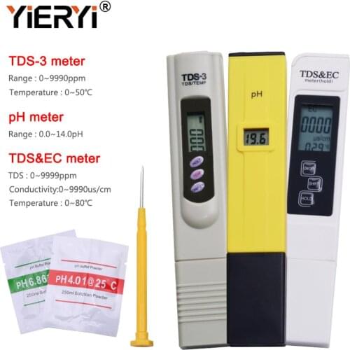 Yieryi Digital TDS Meter pH Meter EC Meter Pocket Pen Aquarium Filter Water Quality Purity Tester for aquarium