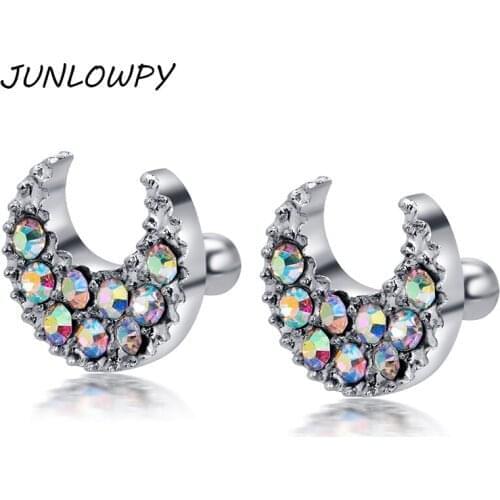 JUNLOWPY Body Jewelry Stainless Steel Barbell Feather/Flower Cartilage Tragus Helix Stud Earrings 16 Gauge 1/4" Piercing Ear