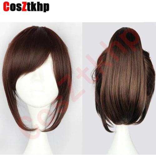 Attack on Titan Sasha Blouse 35cm 13.78" Short Straight Cosplay Wigs for Women Claw Clip Ponytail Anime Synthetic Hair + Wig Cap