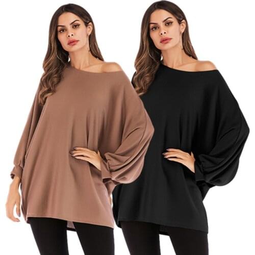 New Solid Color Mid-Length T-Shirt Women Autumn Loose Large Size Round Neck All-Match Blouse
