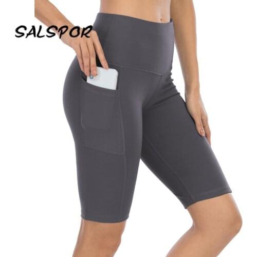 SALSPOR Knee-Length Pockets Leggings Sport Women Fitness Push Up Gym Legging High Waist Sexy Avtivewear Energy Workout