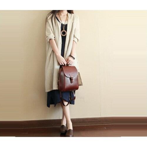 Women Linen Shirts Casual Beige Single Breasted Blouse Ladies Loose Cardigans Half Sleeve Long Shirt