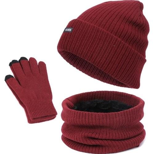 Winter Knitted Hats For Women Men Hat Scarf Glove Set 3 Piece Sets Twist Stripes Cap Gorros Bonnet Outdoor Warm Beanie Skullies