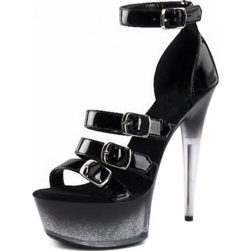 15CM Open toe Mature Platform Sandals New Gladiator High Stripper Heels Pole Dance Shoes Sexy Fetish Party Women Nightclub Model