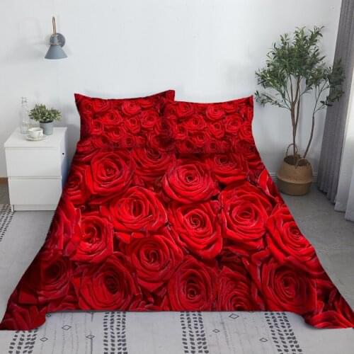 Rose Garden Beautiful Flowers Bed Sheet Set Bed Sheets And Pillowcases 3d Bedding Digital Printing Flat Sheet King Size 3pcs