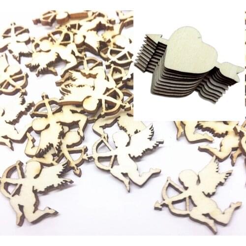 30pcs/set wholesale high quality 2017 new design love die cutting wood Angle Wood chip Wedding decoration 58mm*28mm 1202