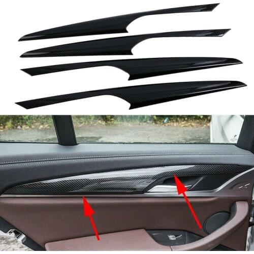 4Pcs Carbon Fiber Interior Side Door Stripes Cover Trim Protector Fit For BMW X3 G01 2018 2019 Accessories