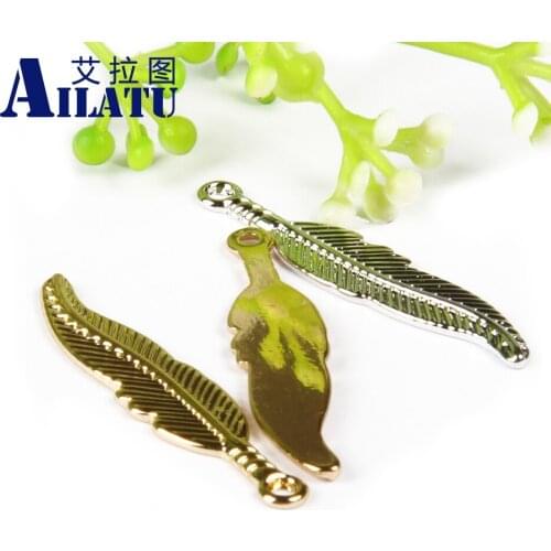 Ailatu Free Shipping 10pcs/lot Zinc Alloy Feather Pendant Decorated for DIY Necklace Jewelry or Fashion Bracelet