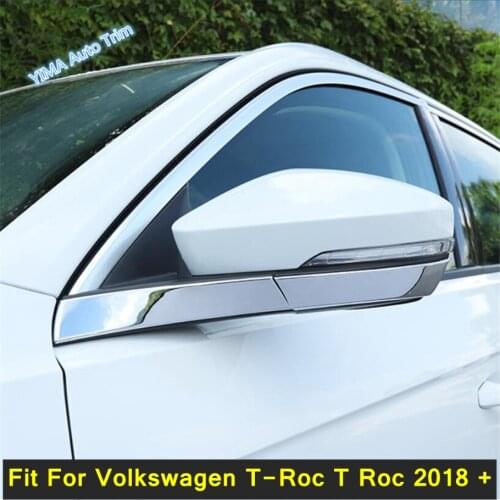 Lapetus Auto Styling Door Rearview Mirror Protect Strip Streamer Chrome Cover Trim Fit For Volkswagen T-Roc T Roc 2018 - 2021