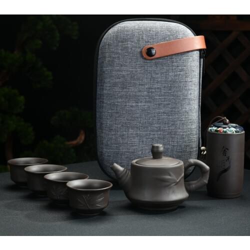 Teaware Purple Clay KungFu Tea Set Yixing Tea Cup Tureen Infuser Chinese Tea Ceremony with Travel bag Home Teaware Sets gaiwan