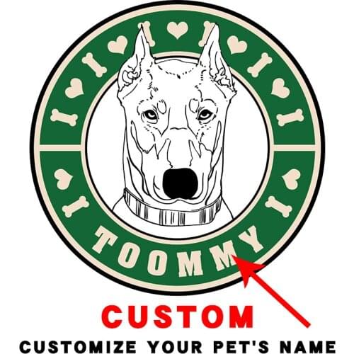 Dobermann pinscher animals custom names of pets iron on patches for clothes Heat Transfer Ironing stickers Thermal Stickers
