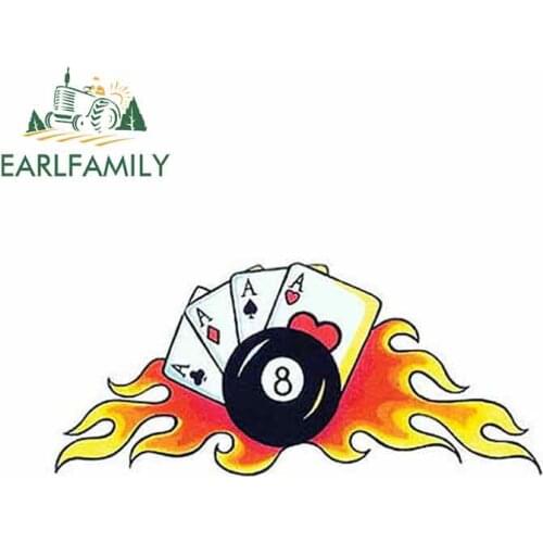 EARLFAMILY 13cm x 5.9cm For Rare 8 Ball & Flaming Dead ManS Hand Car Bumper Window Stickers Suitable For SUV Vinyl Material