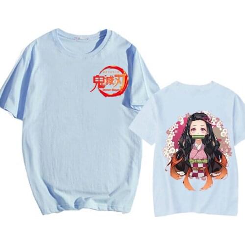 Hot Demon Slayer T-Shirt Men Cotton T Shirt Kamado Tanjirou Print Clothes Anime Short Sleeve Kamado Nezuko Hip Hop Top