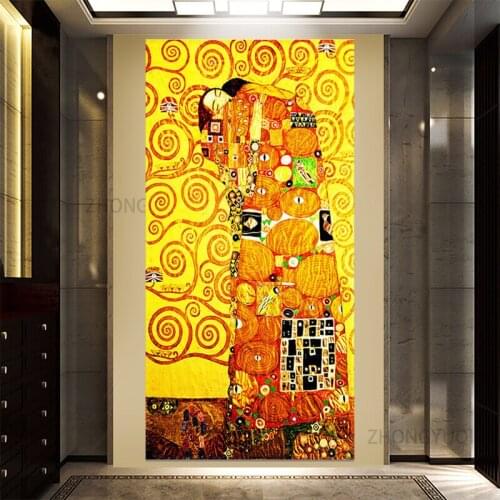 Gustav Klimt Kiss Life Tree Posters And Prints Wall Art Canvas Painting Picture For Living Room Hallway Home Decor Free Shipping