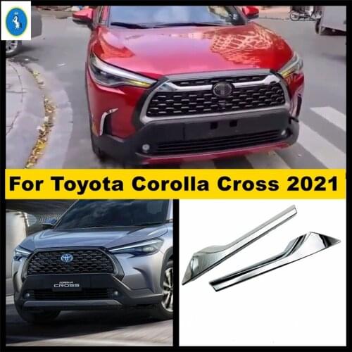 Accessories Car-styling Chrome Front Center Grille Grill Decoration Strip Stripes Cover Trim Fit For Toyota Corolla Cross 2021