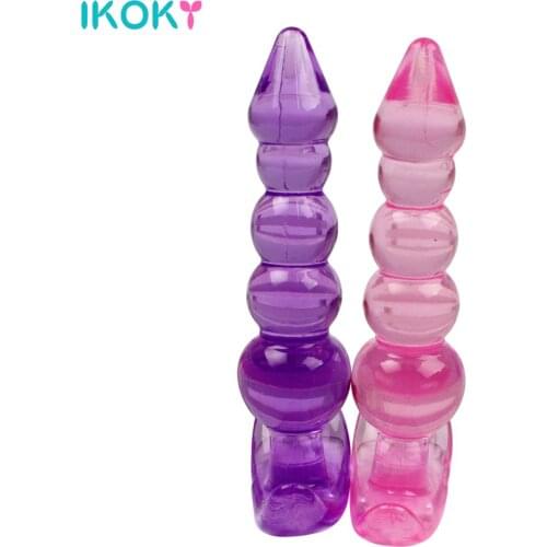 IKOKY Sex Machine Adult Sex Toys For Woman Men Gay Silicone Jelly Anal Plug Butt Plug Prostate Massager Anal Beads G-spot