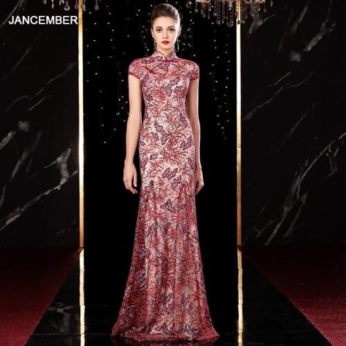 J20113 jancember elegant evening dress long 2020 illusion high neck short sleeve appliques pink party dresses платье длинное
