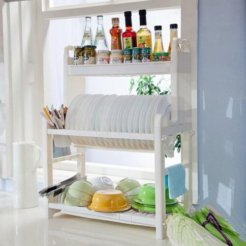 Quality 3 Tier Plastic Dish Drainer Plate Cutlery Rack Kitchen Sink Utensil Draining Cup Holder DQ1302