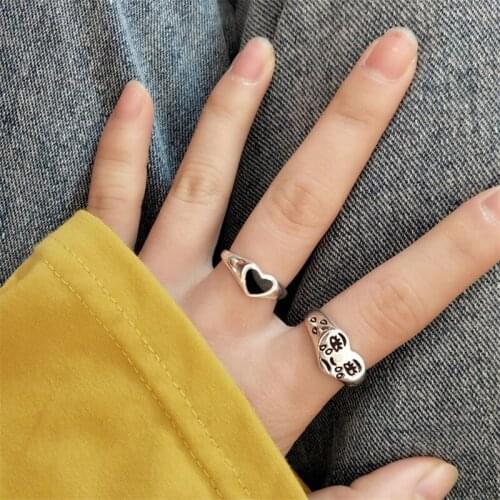 Crying Face Rings for Women New Trendy Fashion Female Heart Resizable Ring Jewelry Ladies Bar Night Club Jewelry Gifts