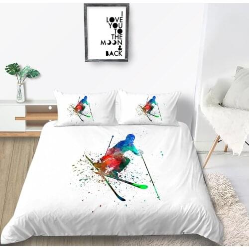 Thumbedding Skiing Print Bedding Set Simple Energetic 3D Duvet Cover King Queen Twin Full Single Double Hot Selling Bed Set
