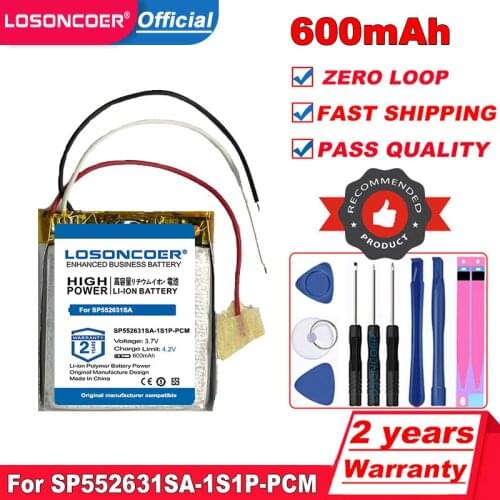 LOSONCOER Top Brand 100% New 600mAh SP552631SA-1S1P-PCM Battery for LISHEN(RED+) SP552631SA-1S1P-PCM