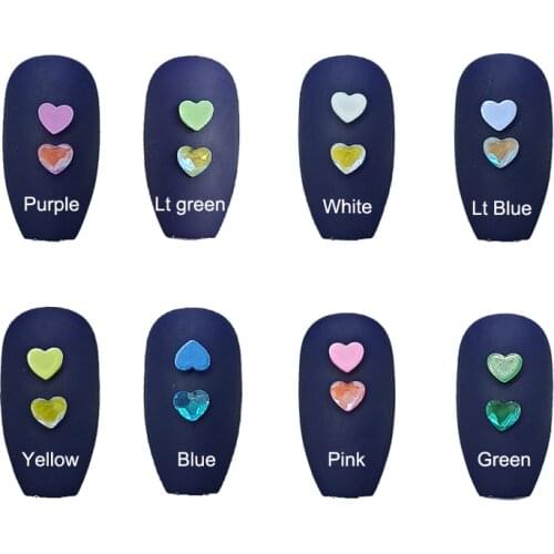 30/100pcs Mocha Nail Art Rhinestone Mini Heart Shape Flat Back Candy Color Crystal Fingernail DIY Decoration 2021new