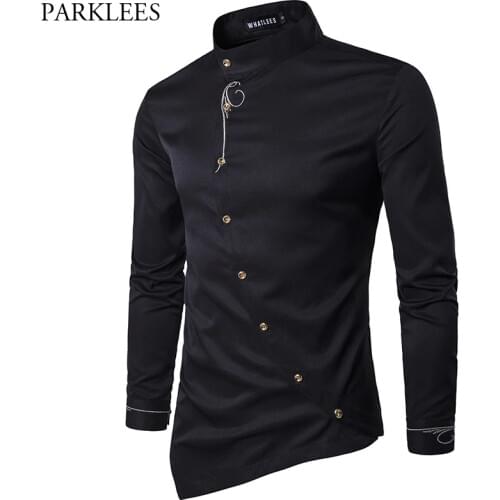 Embroidery Shirt Men 2017 Brand New Long Sleeve Mens Dress Shirts Casual Slim Fit Button Down Chemise Homme Camisetas Hombre