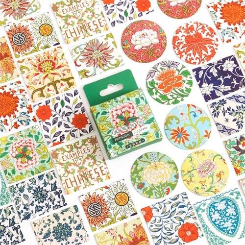 46Pcs/box Vintage Flowers Series Stickers DIY Scrapbooking Photo Album Hand Account Decoration Sticker Kawaii Stationery