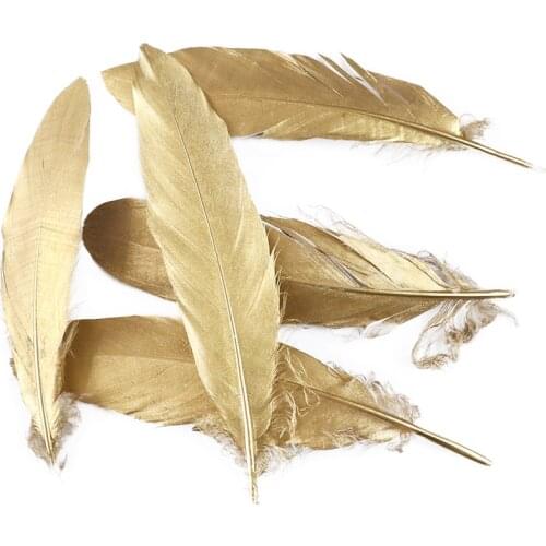 Wholesale 10Pcs/Lot gold goose feathers 15-20cm/6-8inches Decoration Feathers for Crafts Accessories Plume Wedding decoration