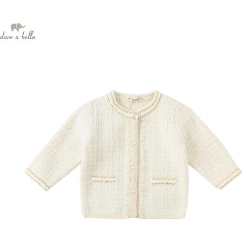 DB20028 dave bella autumn infant baby girls fashion plaid cardigan kids girl toddler coat children cute knitted sweater