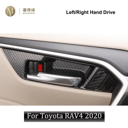 Right left hand drive For toyota RAV4 RAV 4 2020 inner door handle bowl Holder Panel cover Car interior trim carbon fiber ABS