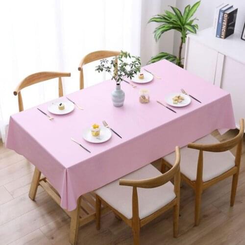 PVC Waterproof Oil-Proof Solid Color Tablecloth Birthday Party Wedding Christmas Desk Mat Restaurant Rectangular Table Runner