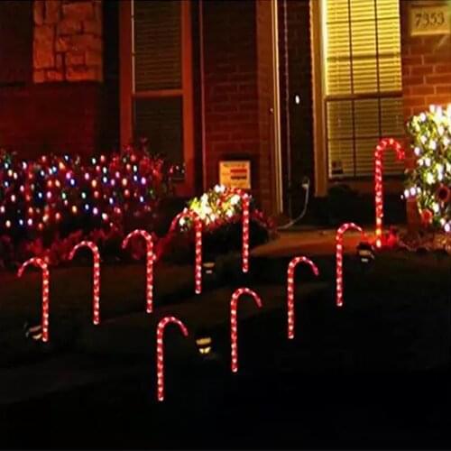 4Pcs Solar Power Christmas Candy Cane Lights Outdoor Warm Led Home Garden Pathway Yard Lawn Lights New Year Christmas Decor