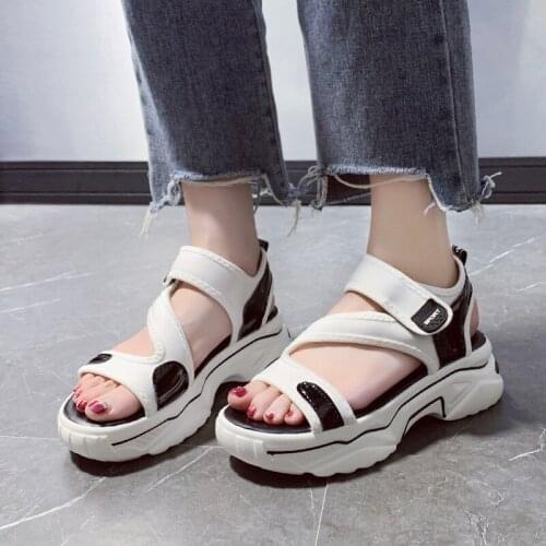 Sandals women Summer shoes Woman wedges platform sandals Fashion fish mouth Rome sandals white black women shoes