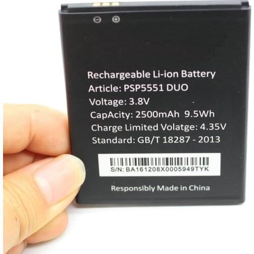 1x 2500mAh Replacement Battery For Prestigio Grace S5 LTE PSP5551 DUO PSP 5551 DUO Mobile Phone Batteria Batterij Batteries