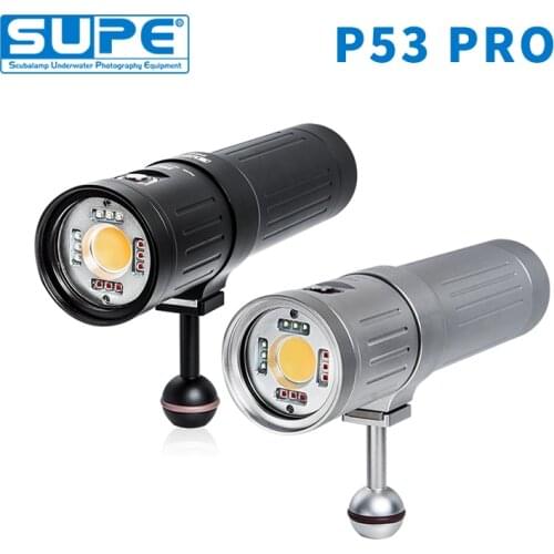 SUPE Scubalamp P53 PRO 5000Lumens White Red Blue Pink Strobe Light Underwater Photograpy Focus Light Scuba Diving Equipment