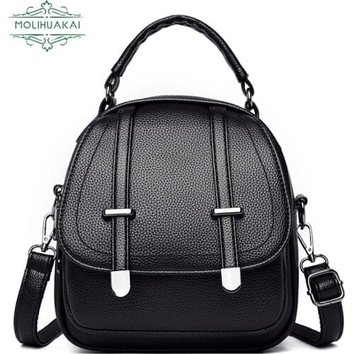 High Quality Mini Backpack Pure Color Ladies Trend Retro 2021 New Fashion Soft Leather Girl Simple Campus Style Series Backpack