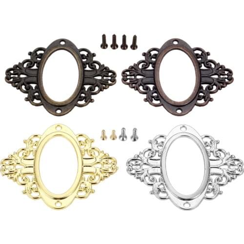 10Pcs Antique Carved Furniture Cabinet Medicine Drawer Label Pull Frame File Box Name Card Holder Notepad Photo Album DIY66*56mm