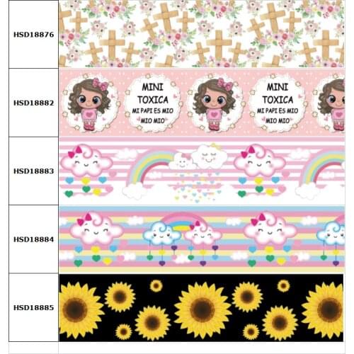 10yard Easter Mini Toxica Sunflower Cartoon Grosgrain Ribbon Accessory Hairbow Headwear Decoration DIY Wholesale OEM 38MM 75MM