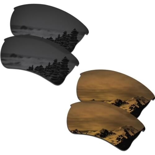 SmartVLT 2 Pairs Polarized Sunglasses Replacement Lenses for Oakley Quarter Jacket Stealth Black and Bronze Gold