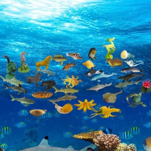 Bright Color 36Pcs Delicate Mini Ocean Animal Toys Portable Miniature Sea Animals Fine Workmanship for Children