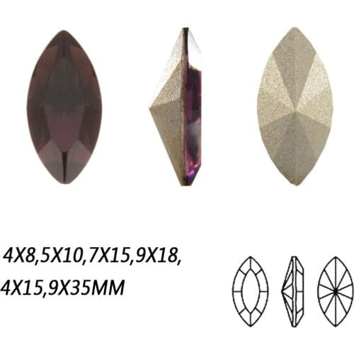 4200 Amethyst K9 Glass Jewelry Diamond With Claw Setting Navette Crystal Fancy Rhinestone Sew On Pointback For Jewelry Shoes